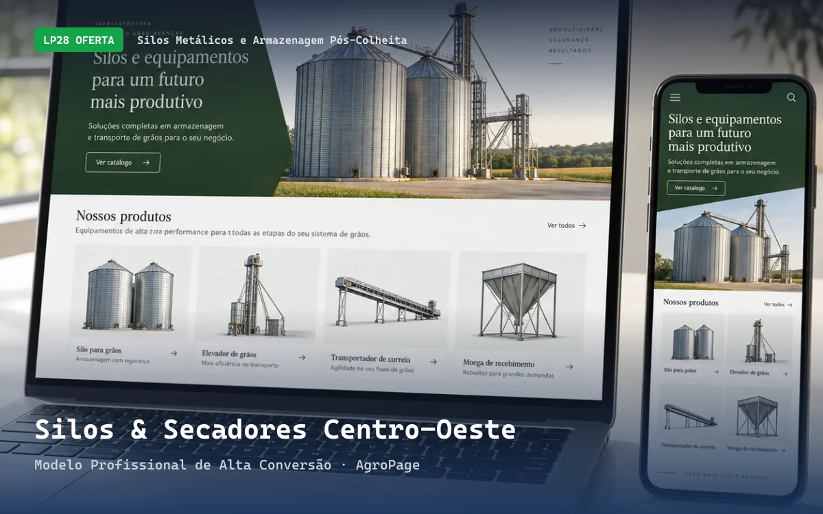 Captura da demonstração do site Silos & Secadores Centro-Oeste
