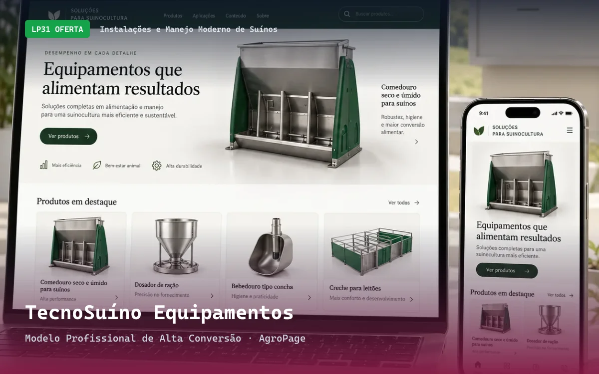 Captura da demonstração do site TecnoSuíno Equipamentos
