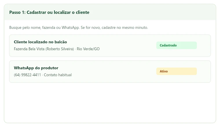Cadastrar ou localizar o cliente