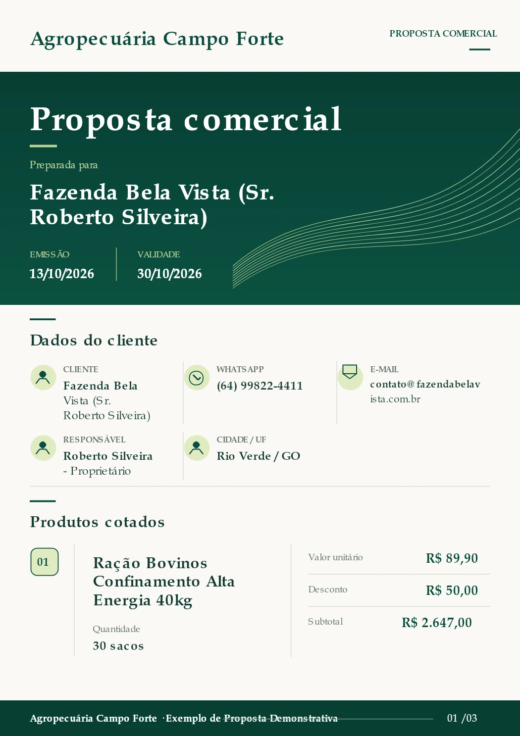 Página 1: Identificação e Início dos Itens