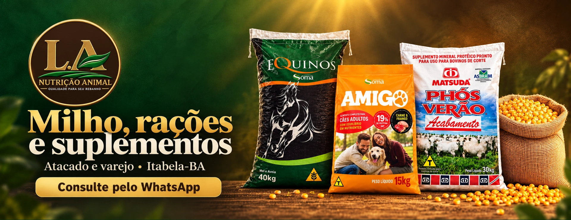 Banner promocional 1 da LA Nutrição Animal