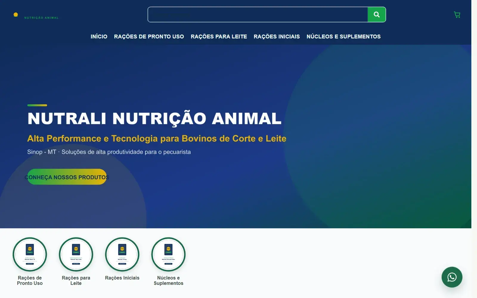 Actual screenshot of Nutrali Nutrição Animal: desktop